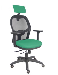 Piqueras y Crespo Silla Jorquera traslack malla negra asiento bali verde esmeralda brazos 3D cabecero regulable