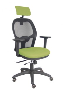 Piqueras y Crespo Silla Jorquera traslack malla negra asiento bali verde oliva brazos 3D cabecero regulable