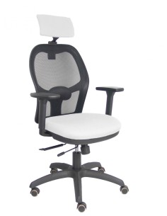 Piqueras y Crespo Silla Jorquera traslack malla negra asiento bali blanco brazos 3D cabecero regulable