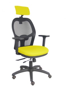 Piqueras y Crespo Silla Jorquera traslack malla negra asiento bali amarillo brazos 3D cabecero regulable