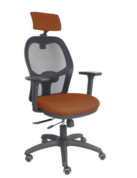 Piqueras y Crespo Silla Jorquera traslack malla negra asiento bali marrón brazos 3D cabecero regulable