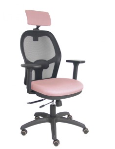 Piqueras y Crespo Silla Jorquera traslack malla negra asiento bali rosa brazos 3D cabecero regulable