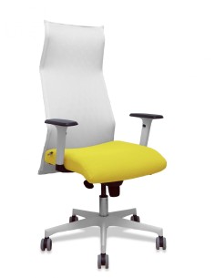 Piqueras y Crespo Sillón Sahuco blanco bali amarillo brazos blancos base blanca ruedas parqué 65mm