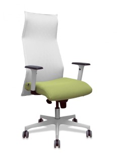 Piqueras y Crespo Sillón Sahuco blanco bali verde oliva brazos blancos base blanca ruedas parqué 65mm