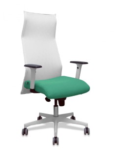 Piqueras y Crespo Sillon Sahuco blanco bali verde esmeralda brazos blancos base blanca ruedas parque 65mm