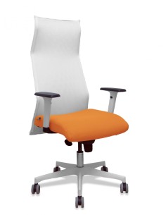 Piqueras y Crespo Sillon Sahuco blanco bali naranja brazos blancos base blanca ruedas parque 65mm