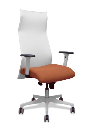 Piqueras y Crespo Sillón Sahuco blanco bali marron brazos blancos base blanca ruedas parque 65mm