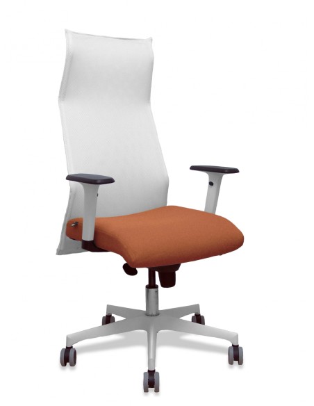 Piqueras y Crespo Sillón Sahuco blanco bali marron brazos blancos base blanca ruedas parque 65mm