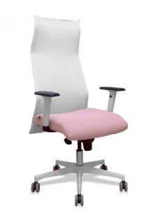 Piqueras y Crespo Sillón Sahuco blanco bali rosa brazos blancos base blanca ruedas parque 65mm