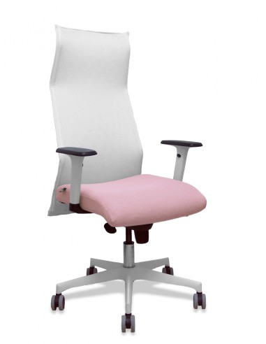 Piqueras y Crespo Sillón Sahuco blanco bali rosa brazos blancos base blanca ruedas parque 65mm