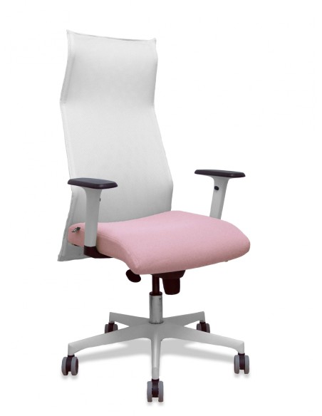 Piqueras y Crespo Sillón Sahuco blanco bali rosa brazos blancos base blanca ruedas parque 65mm