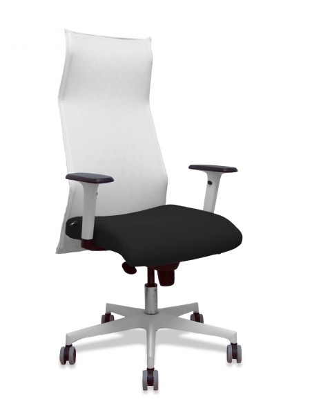Piqueras y Crespo Sillón Sahuco blanco bali negro brazos blancos base blanca ruedas parque 65mm