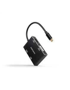 Nanocable Conversor USB-C/M a HDMI/H + DVI/H + DP/H + VGA/H, Negro, 10 cm