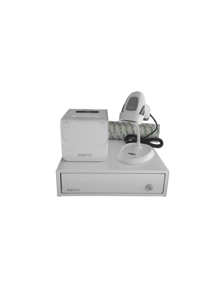 Approx Pos Pack para TPV appPOSPACK3380WH2D Impresora + Cajón + Lector + Papel