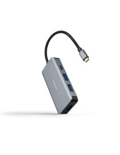 Nanocable HUB USB-C 5 en 1, Conversor 3.2 GEN1 5G a 3 x USB-A 3.0 + USB-C + USB-C PD 100W, Aluminio, 15 cm, Gris