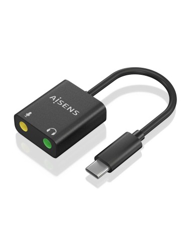 AISENS Conversor USB-C a Audio 48KHz, USB-C/M-2xJack 3.5/H, Negro, 10 cm
