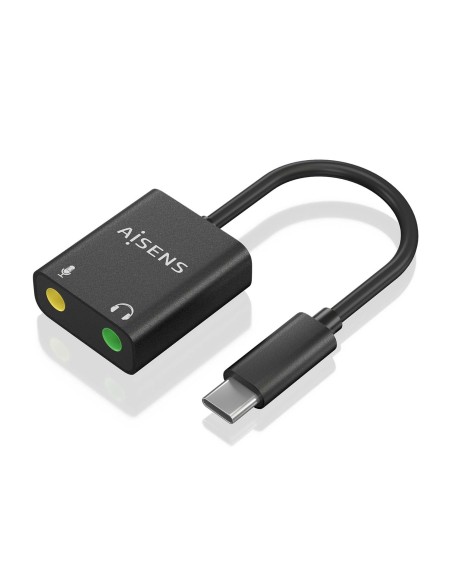 AISENS Conversor USB-C a Audio 48KHz, USB-C/M-2xJack 3.5/H, Negro, 10 cm