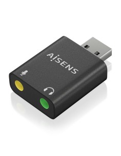 AISENS Conversor USB-A a Audio 48KHz, USB-A/M-2xJack 3.5/H, Negro