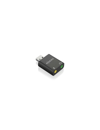 AISENS Conversor USB-A a Audio 48KHz, USB-A/M-2xJack 3.5/H, Negro