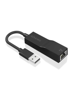AISENS Conversor USB 3.0 a Ethernet Gigabit 10/100/1000 Mbps, Negro, 15 cm