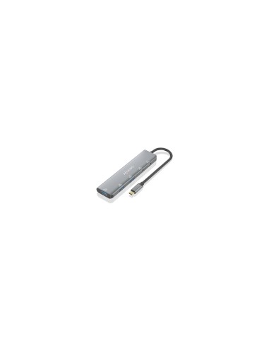 AISENS Hub USB 3.2 Gen1 5G USB-C, USB-C/M-1xUSB-C PD100W/H-1xUSB-C/H-3xUSB-A/H, Gris, 15cm