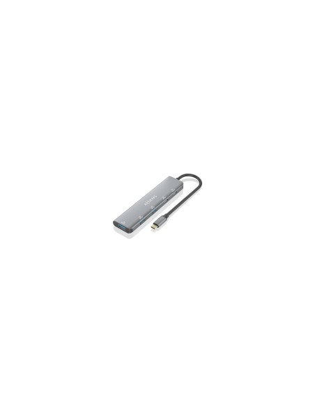AISENS Hub USB 3.2 Gen1 5G USB-C, USB-C/M-1xUSB-C PD100W/H-1xUSB-C/H-3xUSB-A/H, Gris, 15cm