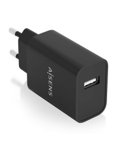 AISENS Cargador USB 10W alta eficiencia, 5V/2A, Negro