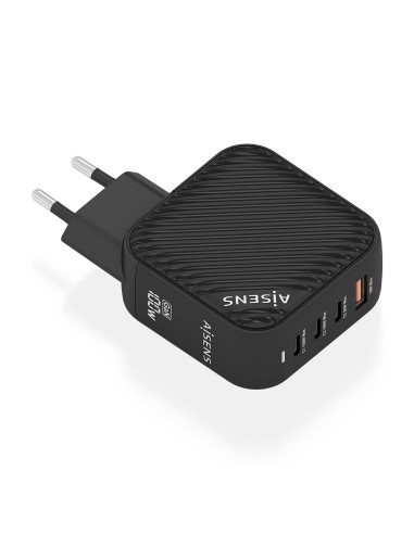 AISENS Cargador GaN 100W, 3xUSB-C PD3.0 QC4.0, 1xUSB-A QC3.0, Negro