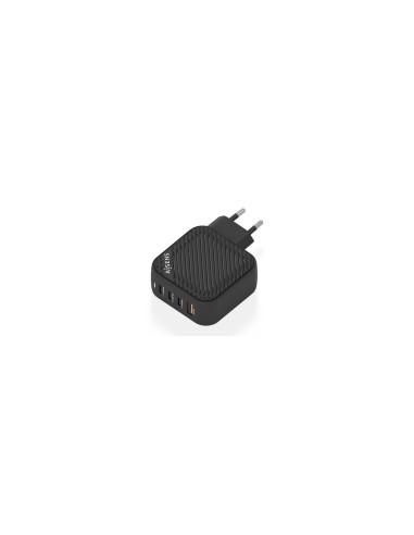 AISENS Cargador GaN 100W, 3xUSB-C PD3.0 QC4.0, 1xUSB-A QC3.0, Negro