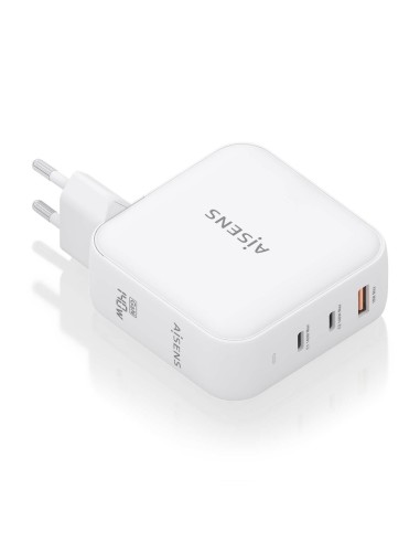 AISENS Cargador GaN 140W, 2xUSB-C PD3.1 QC4.0, 1xUSB-A QC3.0, Blanco