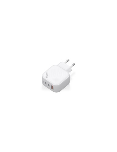 AISENS Cargador GaN 65W, 2xUSB-C PD3.0 QC4.0, 1xUSB-A QC3.0, Blanco