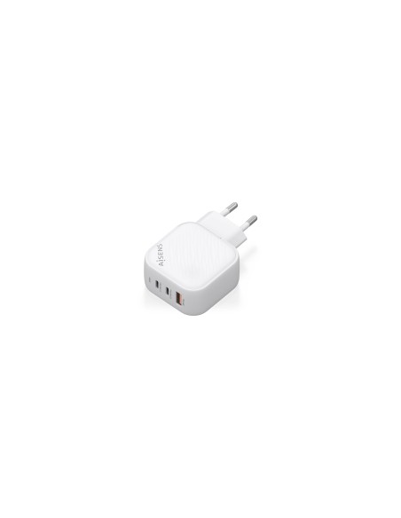AISENS Cargador GaN 65W, 2xUSB-C PD3.0 QC4.0, 1xUSB-A QC3.0, Blanco
