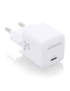 AISENS Cargador GaN 25W, 1xUSB-C PD3.0 QC4.0, Blanco
