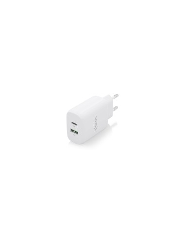 AISENS Cargador 25W, 1xUSB-C PD3.0, 1xUSB-A QC3.0, Blanco