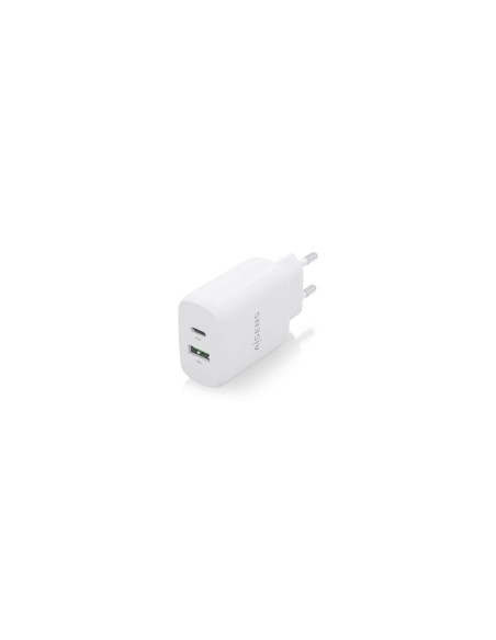 AISENS Cargador 25W, 1xUSB-C PD3.0, 1xUSB-A QC3.0, Blanco