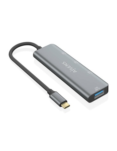 AISENS Hub USB 3.2 Gen2 10G USB-C, USB-C/M-1xUSB-C/H-3xUSB-A/H, Gris, 15 cm