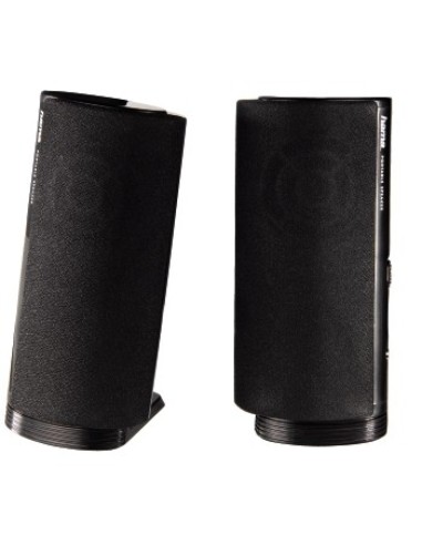 Hama Altavoz estéreo con conexión USB A y Jack de 3,5mm, control de volumen integrado, color negro.