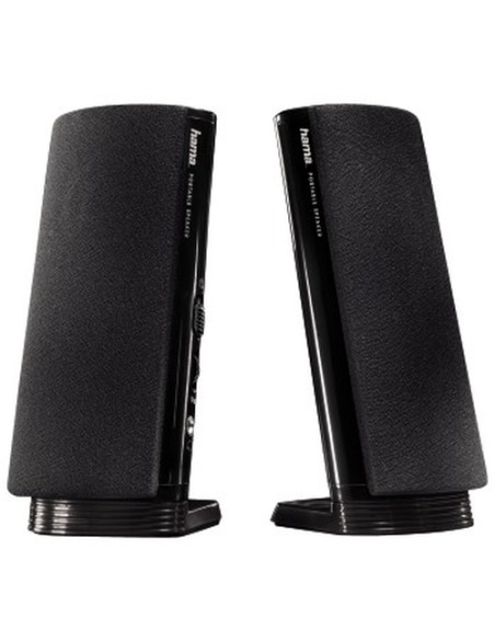 Hama Altavoz estéreo con conexión USB A y Jack de 3,5mm, control de volumen integrado, color negro.