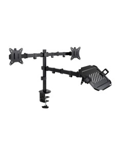TooQ Soporte de Mesa para 2 Pantallas 17"-32" y Portátil, Negro