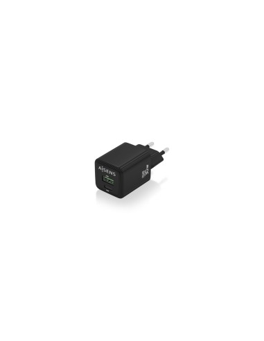 AISENS Cargador Gan 30W, 1xUSB-C PD3.0 QC4.0, 1xUSB-A QC3.0, Negro