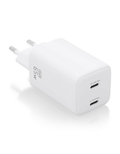 AISENS Cargador Gan 65W, 2xUSB-C PD3.0 QD4.0, Blanco