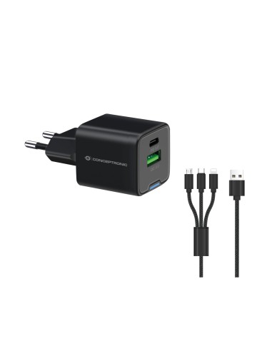 Conceptronic ALTHEA16B cargador de dispositivo móvil Universal Negro Corriente alterna Carga rápida Interior