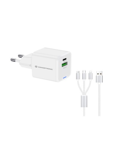 Conceptronic ALTHEA16W cargador de dispositivo móvil Universal Blanco Corriente alterna Carga rápida Interior