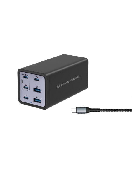 Conceptronic OZUL06BE cargador de dispositivo móvil Universal Negro Corriente alterna Carga rápida Interior
