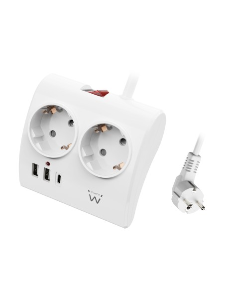 Ewent EW3870 base múltiple 1,5 m 3 salidas AC Interior Blanco
