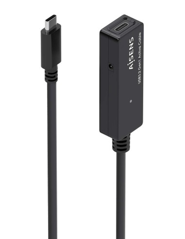 AISENS Cable USB 3.2 Gen1x1 prolongador con Amplificador, USB-C/M-USB-C/H, Negro, 10m