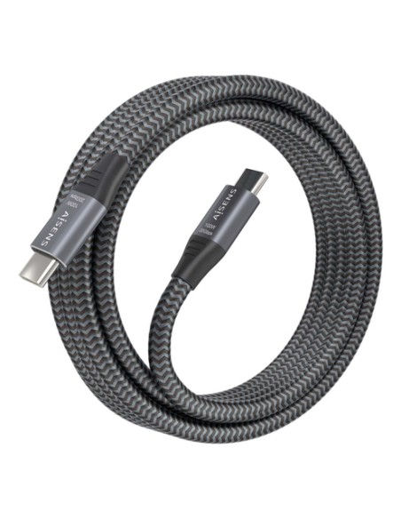 AISENS Cable USB 3.2 Gen2x2 Aluminio 20Gbps 8K@30Hz 5A 100W E-Mark, Tipo USB-C/M-USB-C/M, Gris, 3.0m