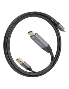 AISENS Cable Conversor Aluminio HDMI V2.0 A USB-C 4K@60HZ, HDMI/M+USB-A/M-USB-C/M, Negro, 1.8m 2