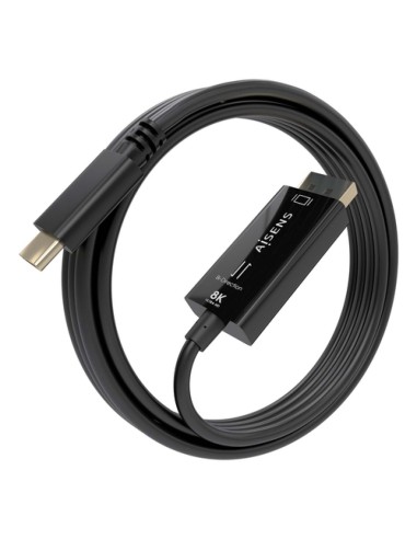 AISENS Cable Conversor Bidireccional USB-C A DISPLAYPORT 8K@60Hz, USB-C/M-DP/M, Negro, 1.8m