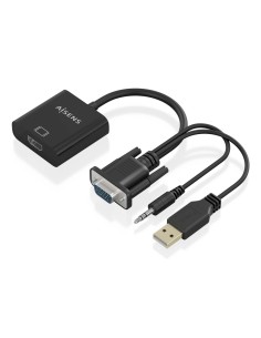 AISENS Cable conversor SVGA+Audio a HDMI, SVGA/M+Jack 3.5/M+USB-A/M-HDMI A/H, Negro, 20cm